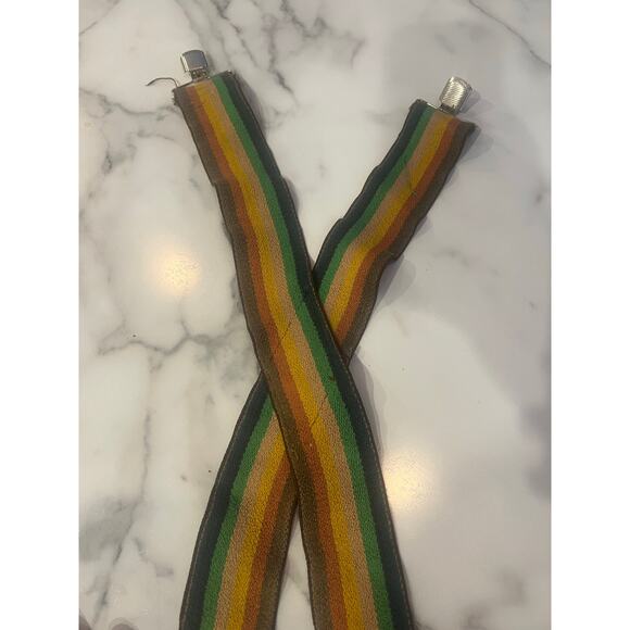 Vintage Rainbow Suspenders Adjustable 4 clip Dark Muted Colorful LGBTQ Pride OS - Picture 2 of 7